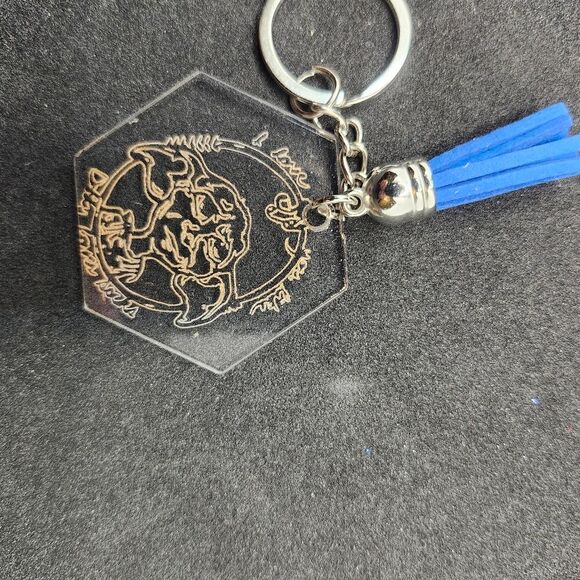 Hand Crafted Keychain Elf Blue Silver Bag Charm, Zipper Pull with Tassel - Picture 4 of 9
